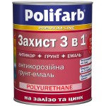 Polifarb Грунт-емаль поліуретанова Захист 3в1 антикорозійна жовтий глянець 0.9кг