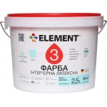 Element Фарба акрилова водоемульсійна 3 База А мат білий 2.5л